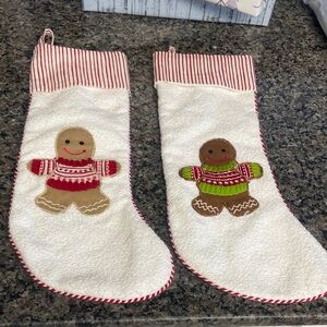 Nicole miller Gingerbread Christmas Stockings - Red, Green, Brown set of 2